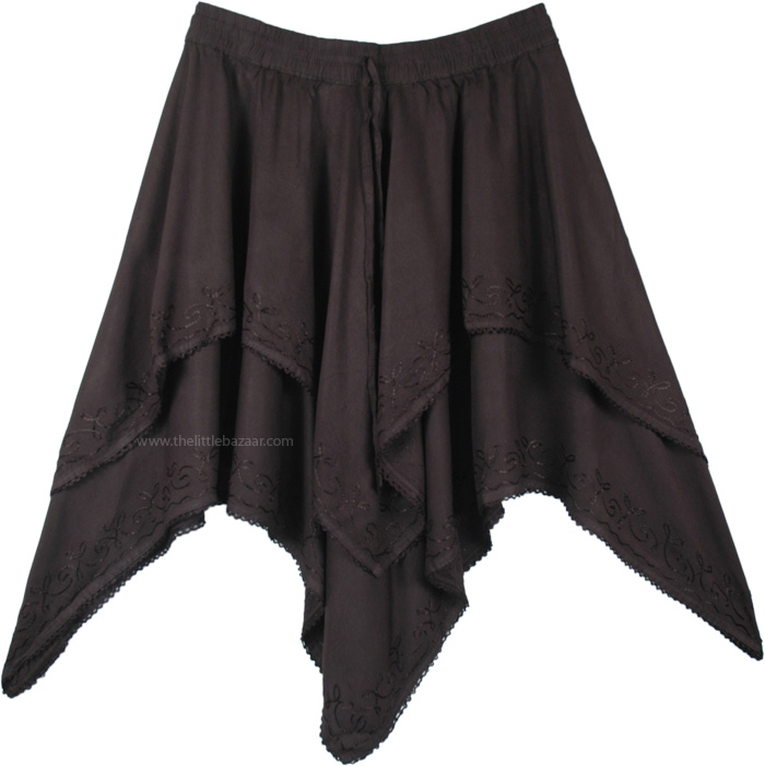 Night Rider Medieval Goth Handkerchief Hem Double Layered Skirt