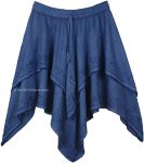 Denim Blue Handkerchief Hem Double Layered Skirt