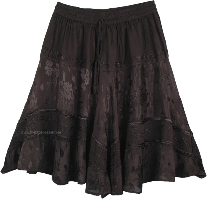 Night Black Knee Length Western Style Gypsy Skirt | Short-Skirts ...