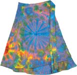 Azure Seethe Tie Dye Short Wrap Around Skirt