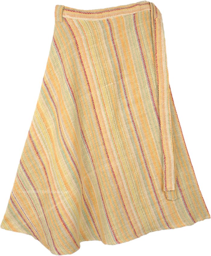 Festive Yellow Woven Gheri Cotton Wrap Around Skirt