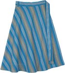 Plus Size Blue Mirage Woven Cotton Wrap Knee Length Skirt