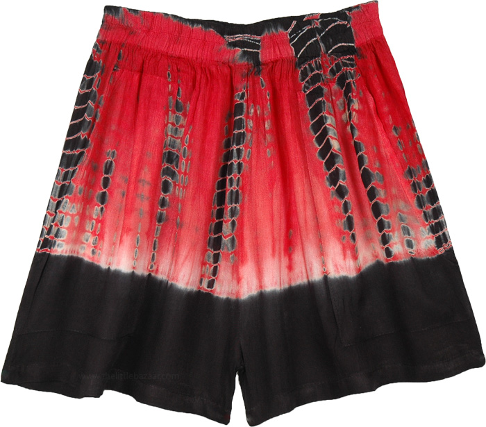 Hippie Red Tie and Dye Summer Shorts