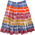 Color Bowl Tie Dye Tiered Cotton Short Skirt