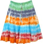 Tie Dye Color Parade Tiered Cotton Short Skirt
