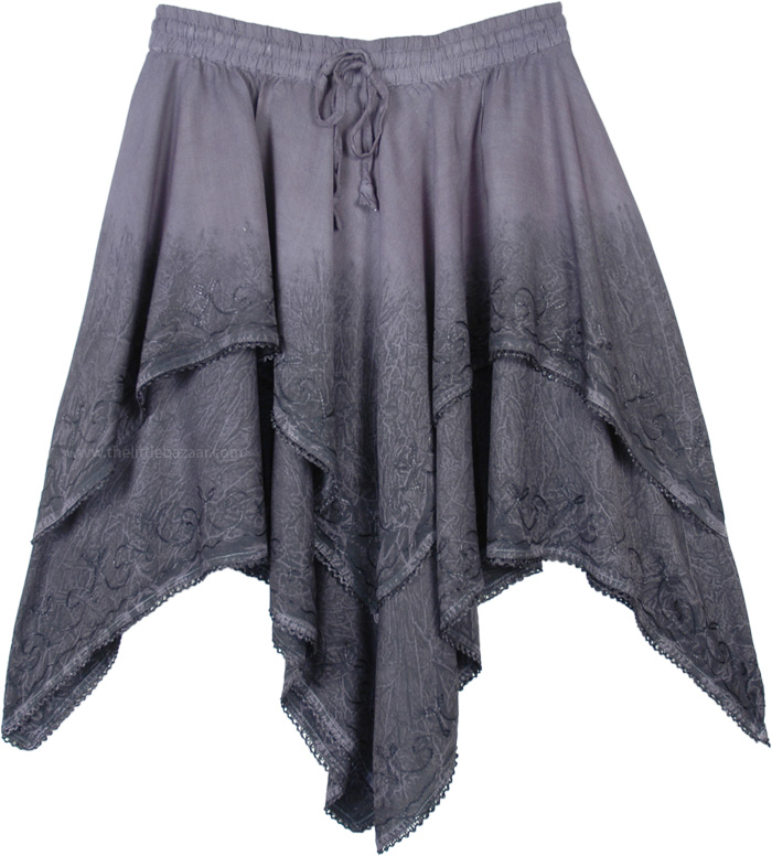 Lava Gray Stonewashed Western Dance Skirt | Short-Skirts | Grey ...