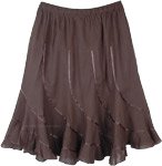 Chocolate Brown Summer Short Skirt with Ribbons