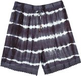 Black and White Tie Dye Long Shorts with Pockets