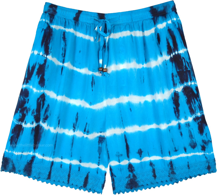 Olympic Blue Tie Dye Beach Summer Shorts