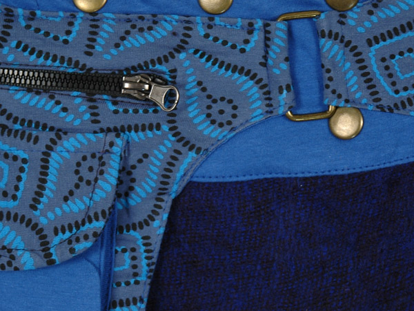 Wool Button Wrap Mini Skirt in Blue Fanny Pack