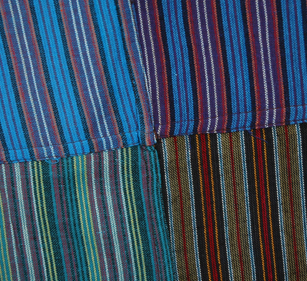 Multicolored Striped Patchwork Cotton Long Unisex Shorts