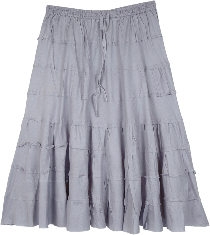 Steel Gray Tiered Short Skirt in Cotton