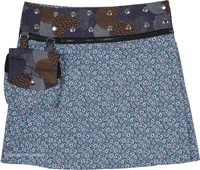 Four-in-One Reversible Snap Button A-Line Wrap Skirt