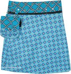 Blue Quatrefoil Convertible Two-Print Wrap Knee Skirt