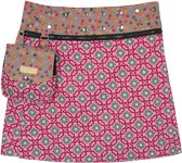 Doting Pink Floral Printed Reversible Wrap Short Skirt with Pocket