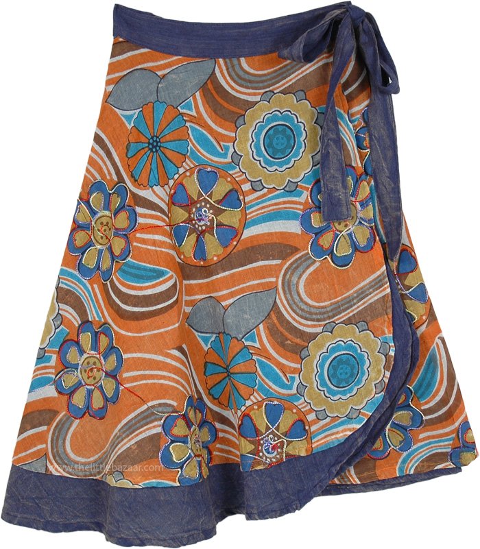 Floral Hippie Wrap Around Twin Layer Short Skirt | Short-Skirts ...