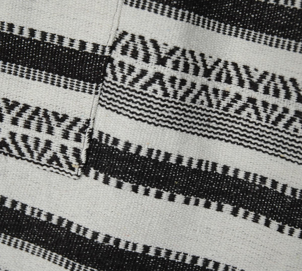 Black White Boho Striped Cotton Shorts with Pockets
