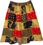 Orange Melange Rayon Short Patchwork Skirt