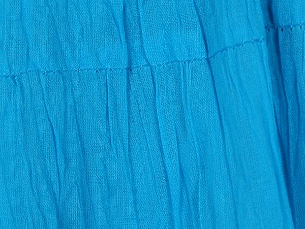 Turquoise Blue Tiered Short Skirt in Wrinkled Cotton