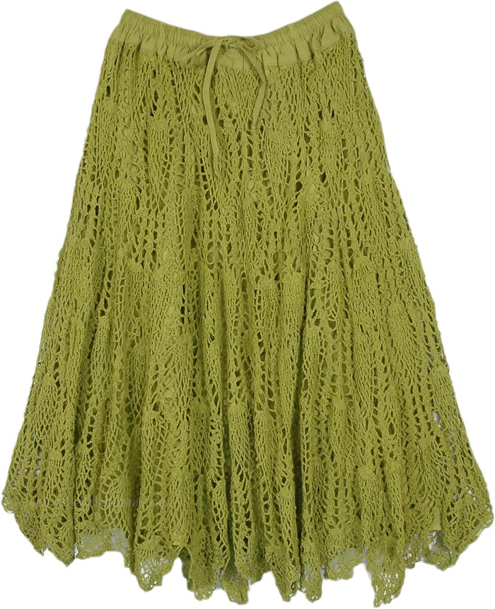 Green Hornet Crochet Pattern Mid Length Skirt | Short-Skirts | Green ...