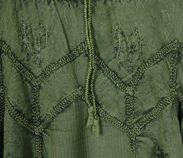 Seaweed Green Knee Length Medieval Rayon Skirt