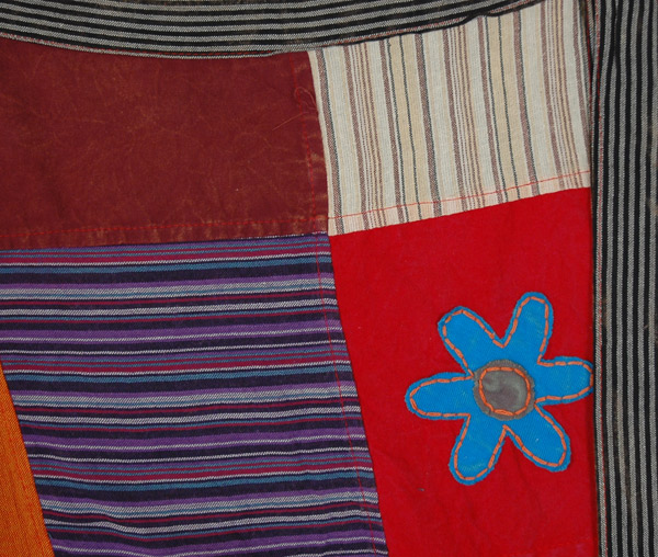 Plus Size Short Wrap Patchwork Skirt with Floral Appliques