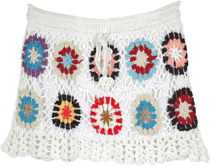 Snow Haze Crochet Pattern Skirt with Multicolor Circles