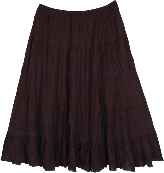 Knee Length Cotton Black Short Skirt