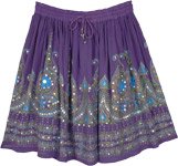 Purple Sequin Embellished Knee Length Skirt