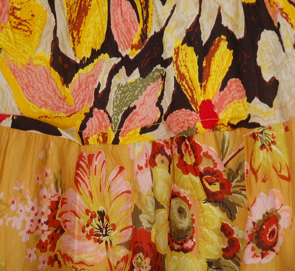 Chandan Floral Mix Tiered Cotton Short Skirt