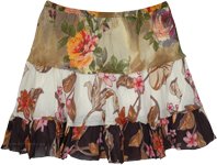 Winter Morning Floral Printed Tiered Short Skirt