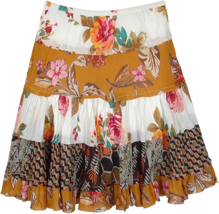 Feeling So Earthy Floral Cotton Tiered Skirt