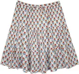 Paradise Gardens White Printed Short Skirt