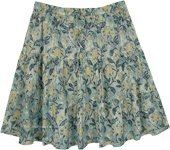 Sage Green Meadows Crinkled Cotton Short Skirt