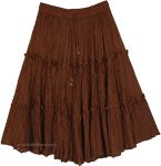 Chocolate Fantasy Tiered Crinkled Cotton Short Skirt