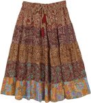 Nature Palace Paisley Print Tiered Short Skirt with Tassels