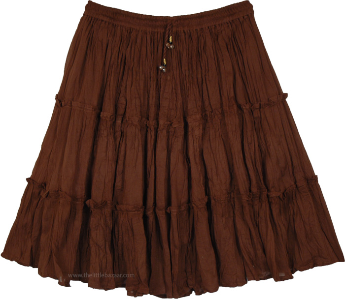 Dark Bark Tiered Cotton Short Fairy Skirt