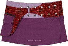 Eggplant Purple Button Wrap Mini Skirt