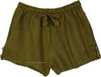 Green Organic Shorts with Elastic Waist [3300]