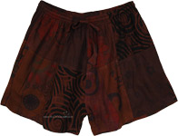 Rave Brown Patchwork Cotton Shorts