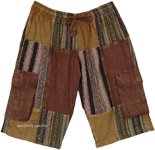 Earth Dance Patchwork Cargo Cotton Shorts