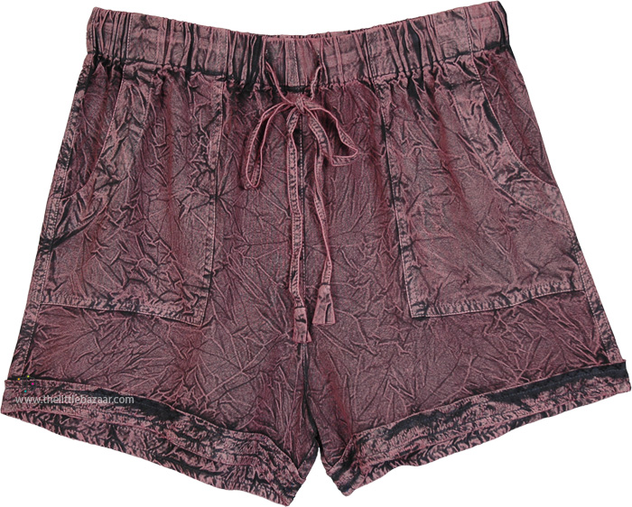 Dusty Mauve Vintage-Wash Boho Chic Shorts