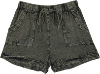 Marble Green Washed Summer Shorts