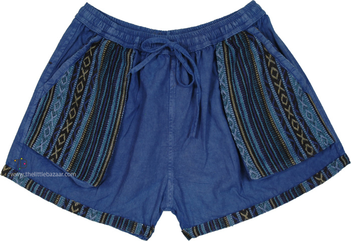 San Juan Blue Patchwork Cotton Shorts