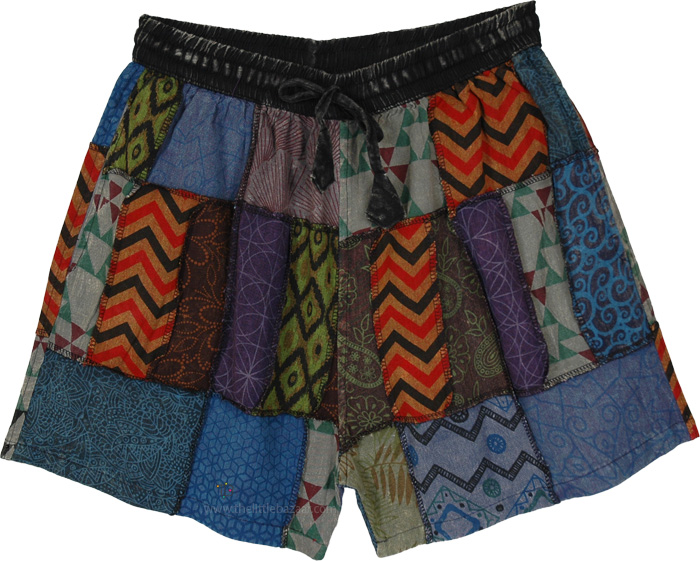 Ashen Hippie Boho Patchwork Cotton Shorts