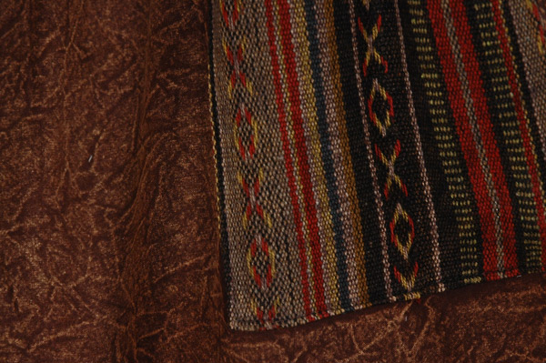 Rustic Brown Tribal Trim Long Shorts with Pocket