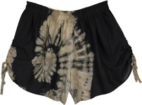Black Eclipse Dreams Tie Dye Side-Tie Shorts