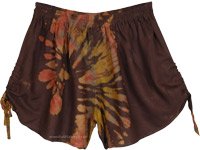 Chocolate Sunset Tie-Dye Boho Summer Shorts