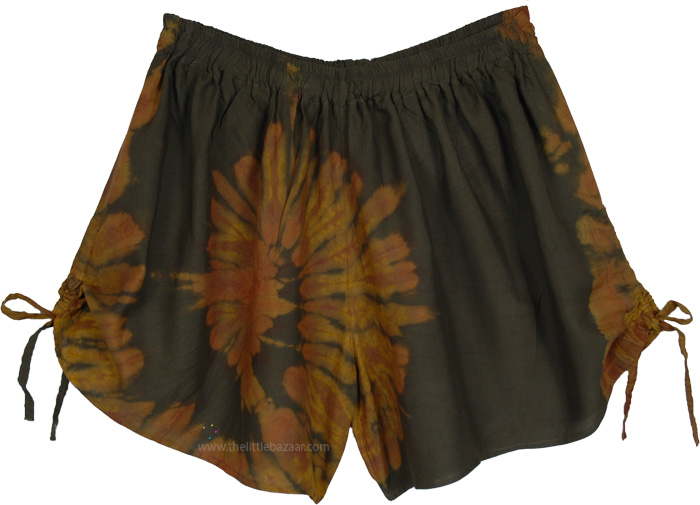Forest Fire Tie-Dye Side-Tie Summer Shorts