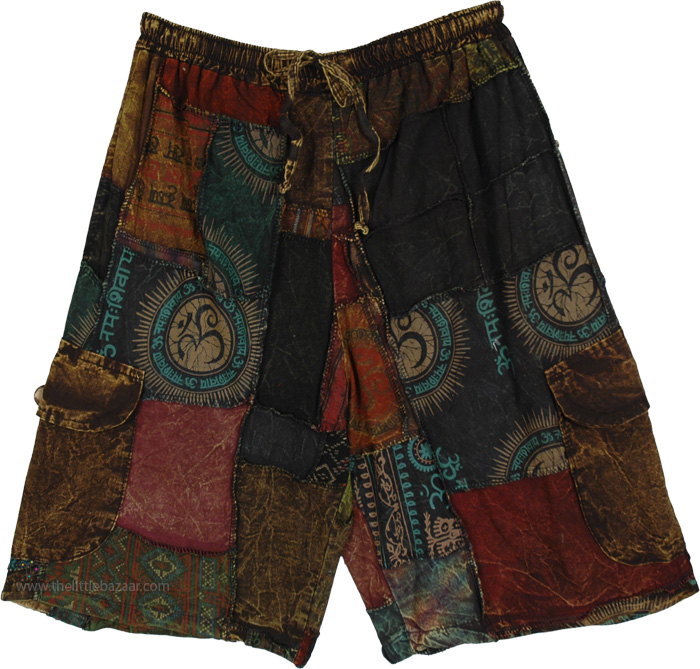 Down To Earth Patchwork Cargo Relaxed Shorts